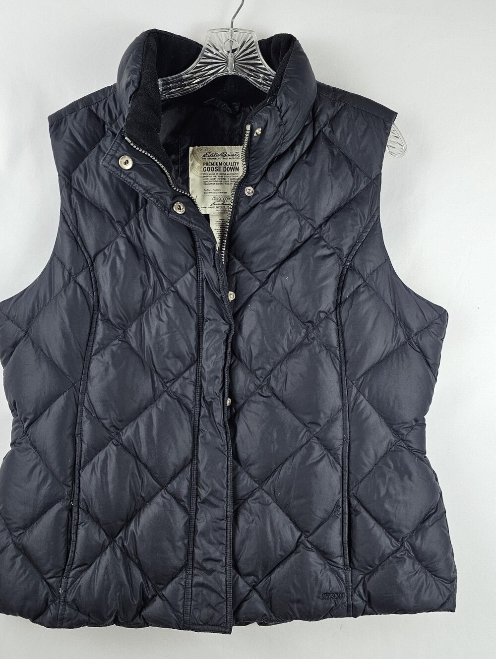 Eddie Bauer 700 Fill Goose Down Quilted Puffer Vest Black Women's Xl Gorpcore